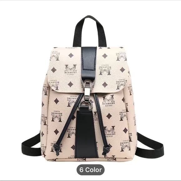 Handbags - Fashion Print Trendy Small Backpack, Simple Solid Color Leather Women's …